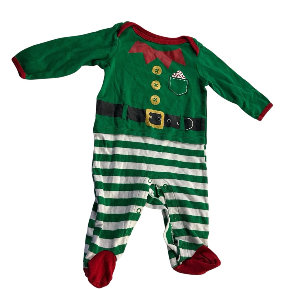 Holiday Time Green and Red‎ Elf Footie